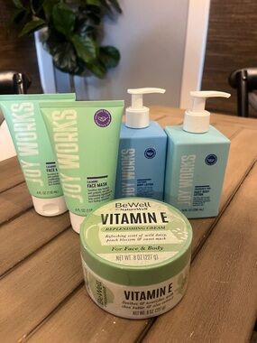 BeWell Vitamin E Replenishing Cream & Joy Works Calming Face Mask & Body Lotion
